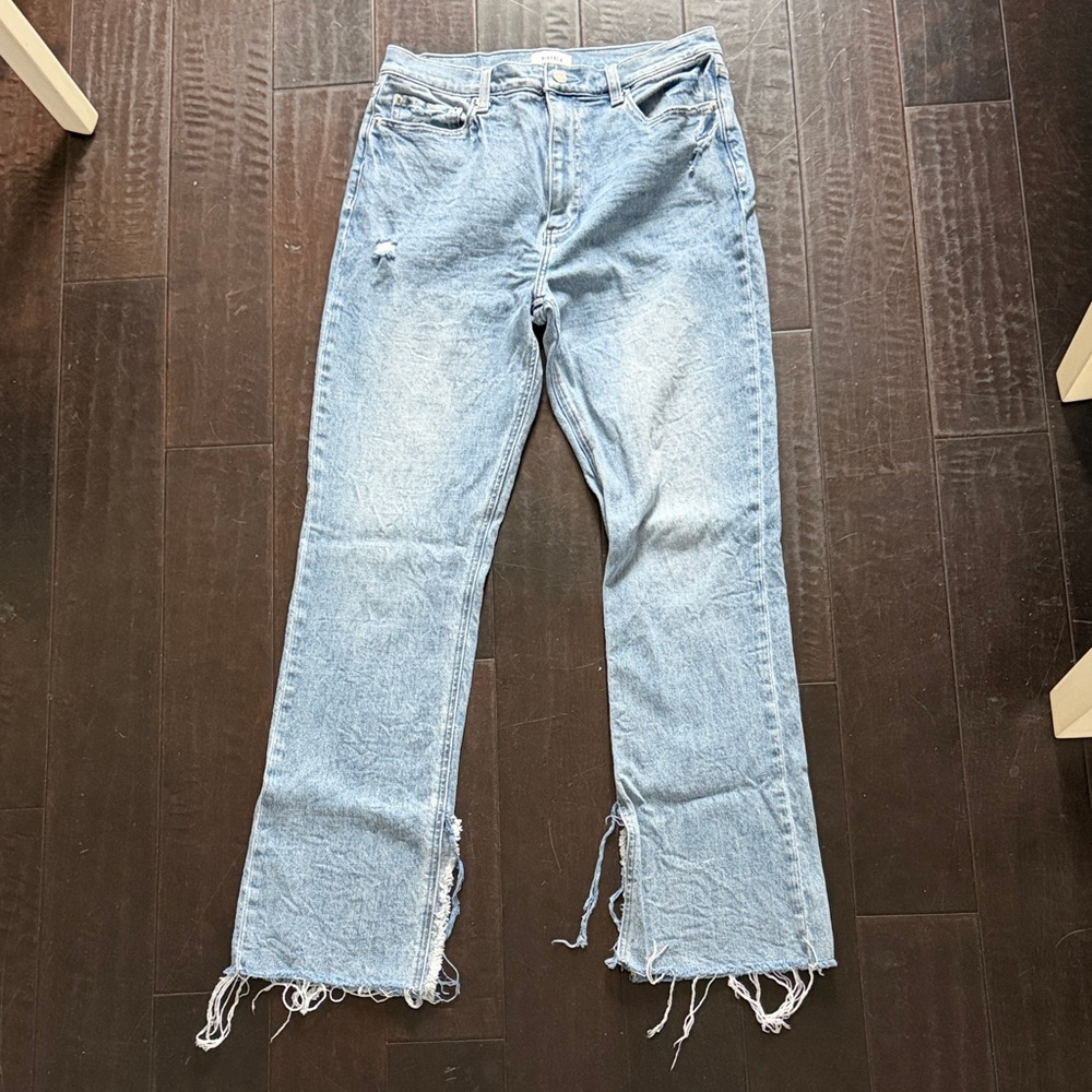 pistola Light Blue Flare Jeans with Distressed Hem